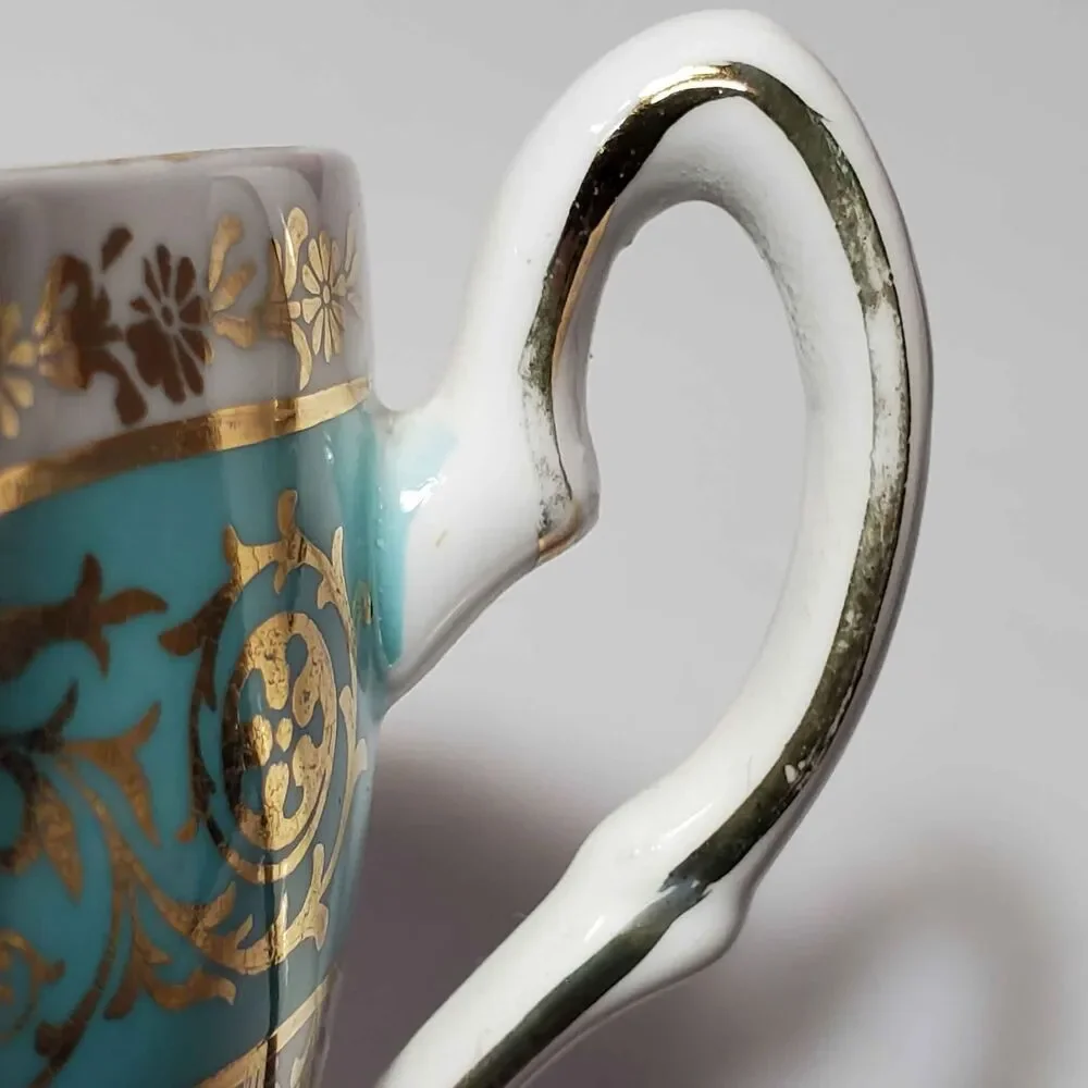 Salisbury Teacup and Saucer Blue Gold Vintage